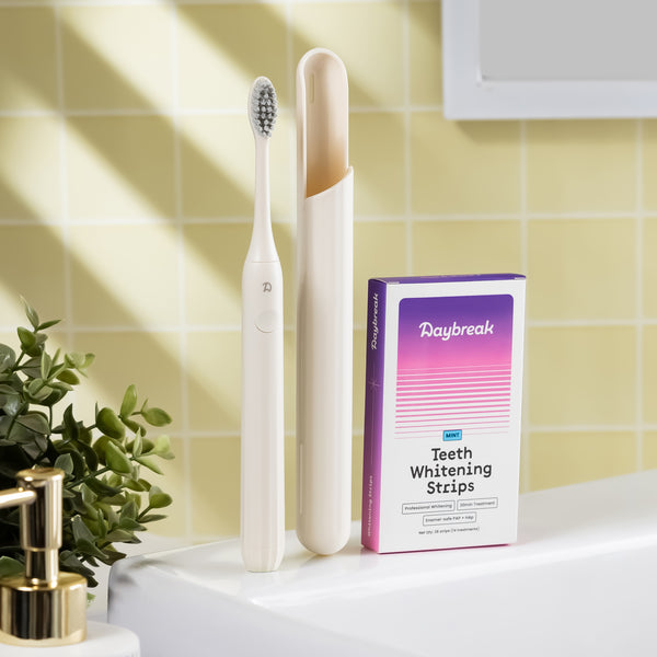 Daybreak electric toothbrush and teeth whitening strips combo